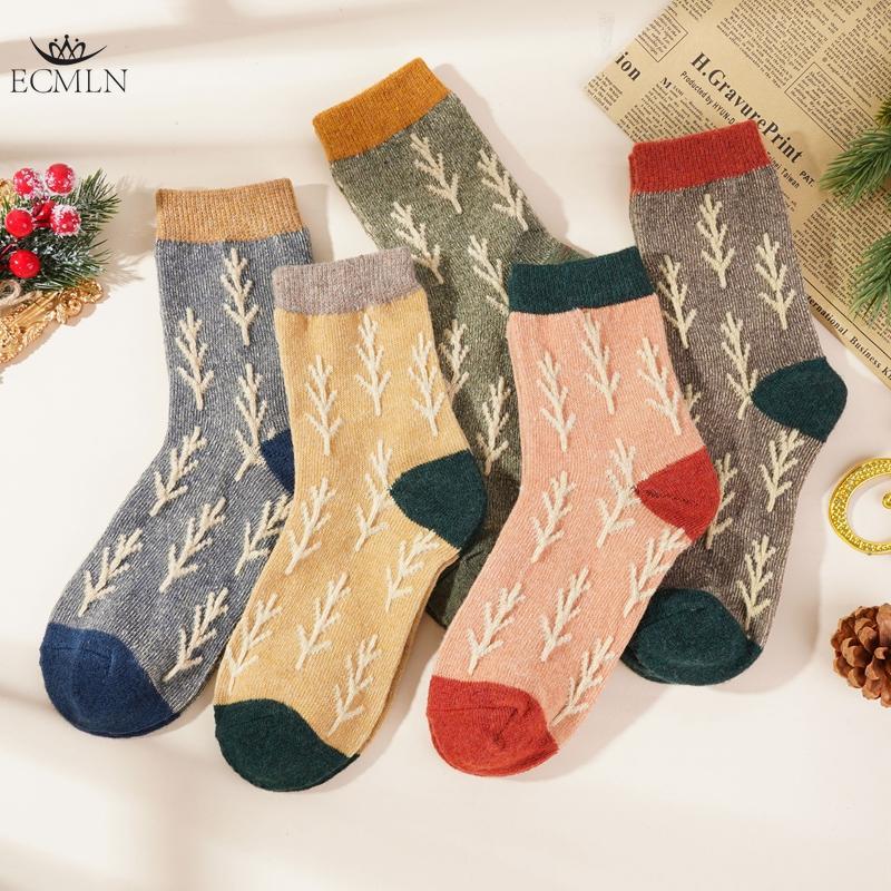 Fashion Women's Christmas Wool Socks Autumn Winter Vintage Thickened Socks Warm Soft Comfortable Socks