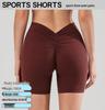 Damen Schnelltrocknende Hochelastische V-Bund Yoga Shorts - Pfirsichpo Figurformend & Hüfthebende Passform
