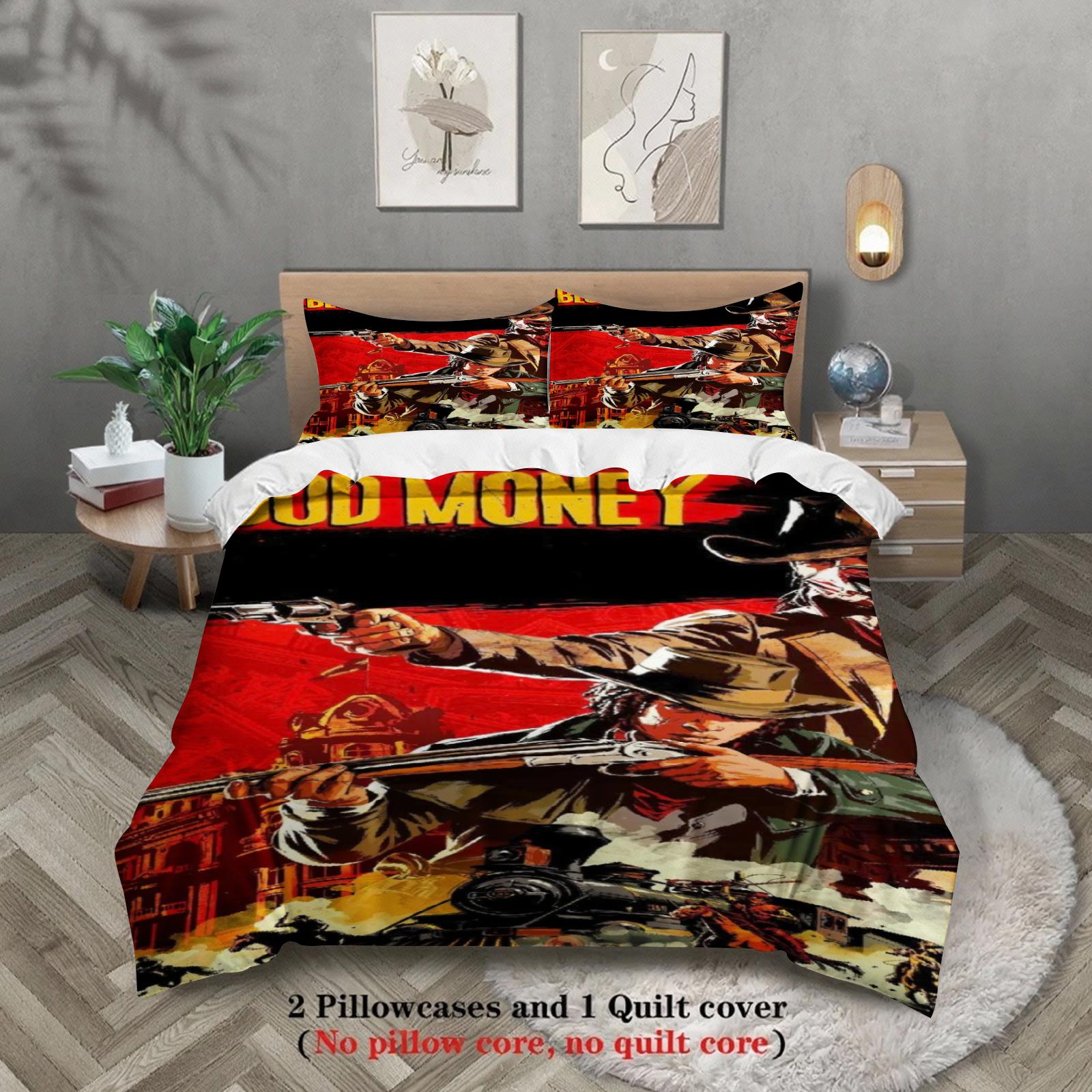 

3D Printed Duvet Cover Set Game RDR2 Soft Bedding Set Single Twin Size For Kids Adult Home Decor Game R-Red-Dead-Redemption2 135x200cm