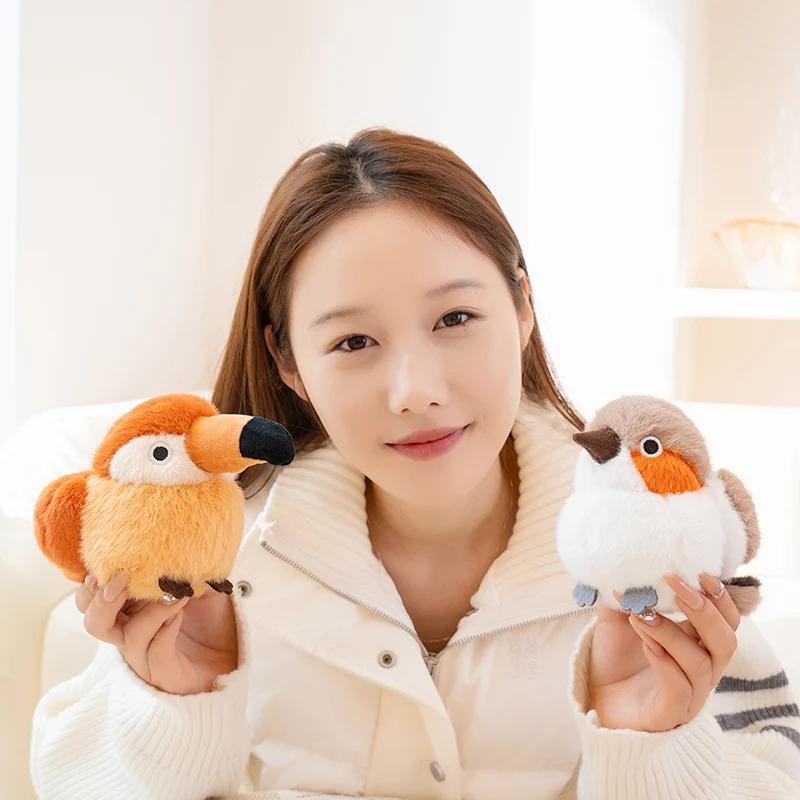 Cute Bird Plush Toy Kawaii Toucan Parrot Sparrow Stuffed Animal Soft Fluffy Mini Bird Plushie for Girl Birthday Gift