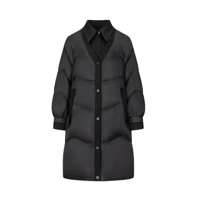 

ERAIYI Women s Faux Two-Piece Mid-Length Duck Down Jacket L