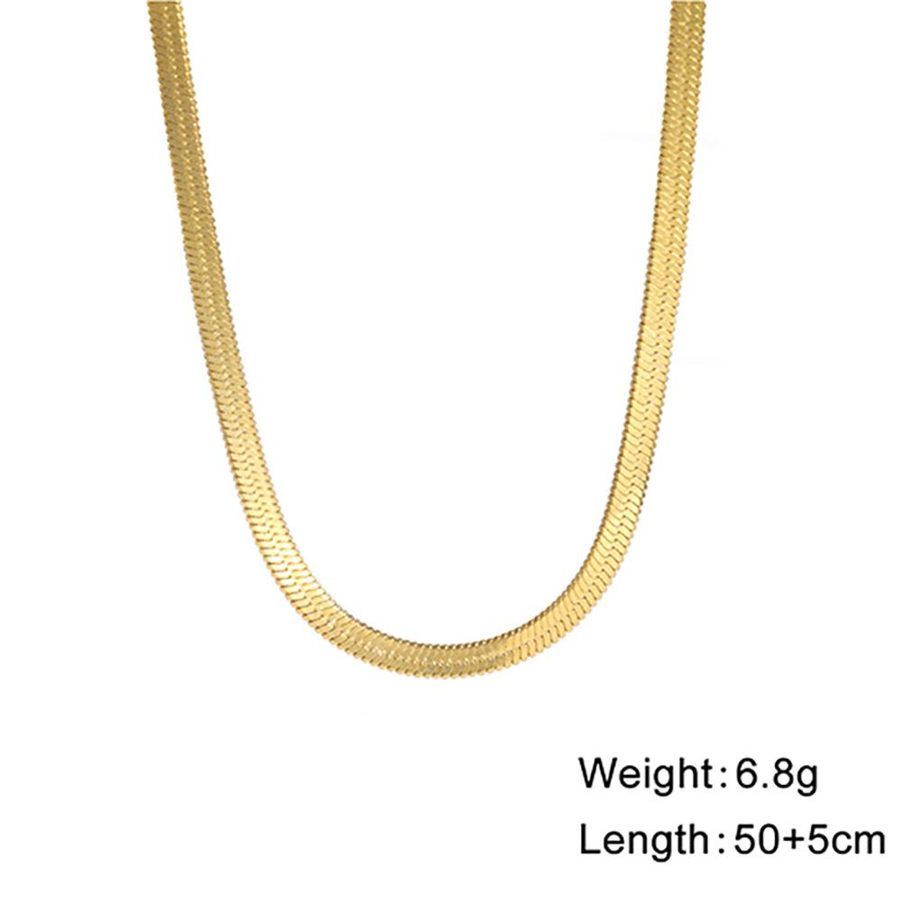 Simple Snake Chain Gold Necklace Unisex Fashion Jewelry Popular Collarbone Chain
