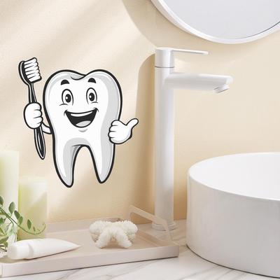 Cute Teeth Wall Sticker Waterproof Self-Adhesive Sticker Suitable For Bathroom