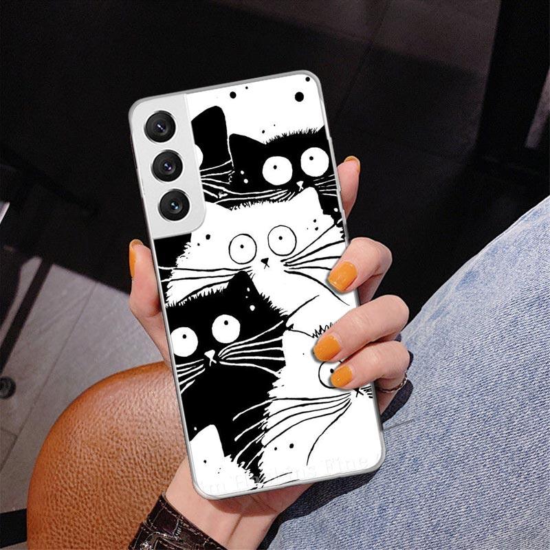 Cat Cute Kitten Cartoon Phnoe Case for Samsung Galaxy S26 S25 Edge S23 S24 Ultra S22 Plus S21 S20 FE Unique Cover Soft Coque Gal