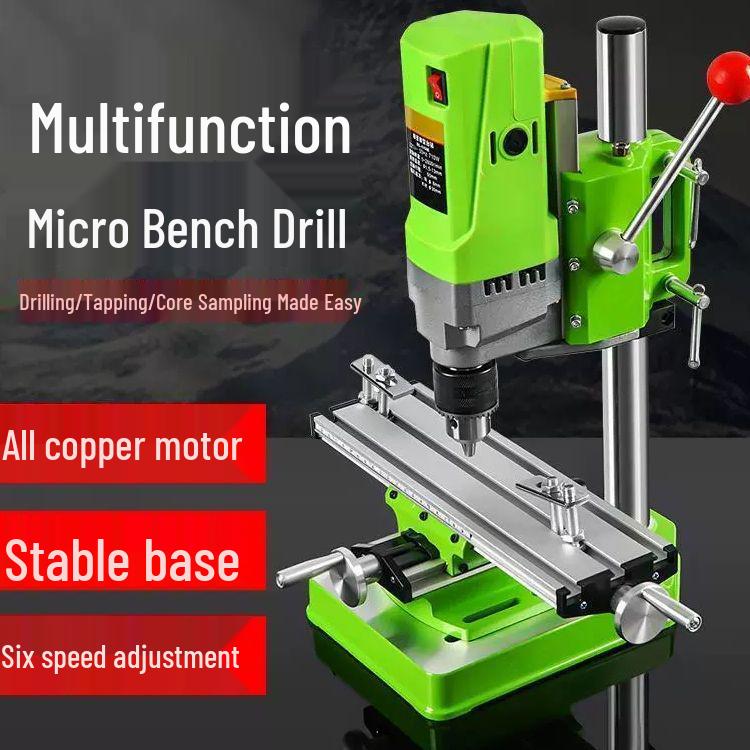Compact 220V Multifunctional Precision Bench Drill & Milling Machine for Woodworking with Speed Control