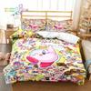 3D Design Printed Kawaii Cartoon Kirbys Bed Ensemble Single Size Single Size Full Queen Dimension King Dimension Size Bed Kit Adult Kid Bedroom