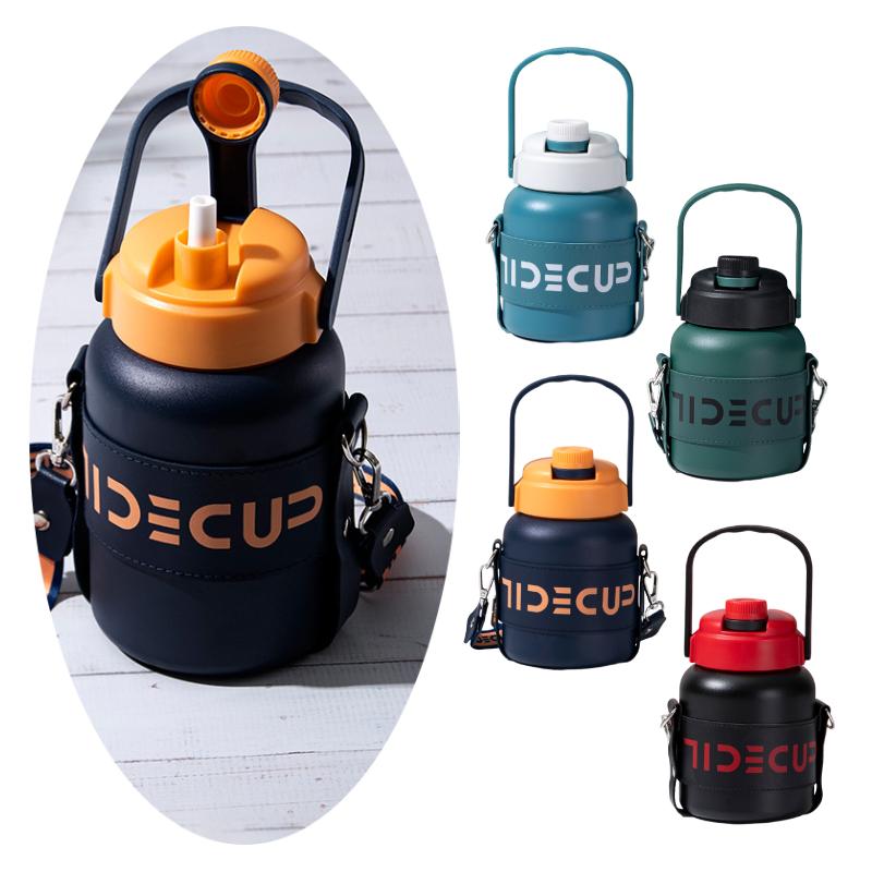 Large Capacity 1100ml Gym Straw Vacuum Cup Thermos Stainless Steel Bottle Water