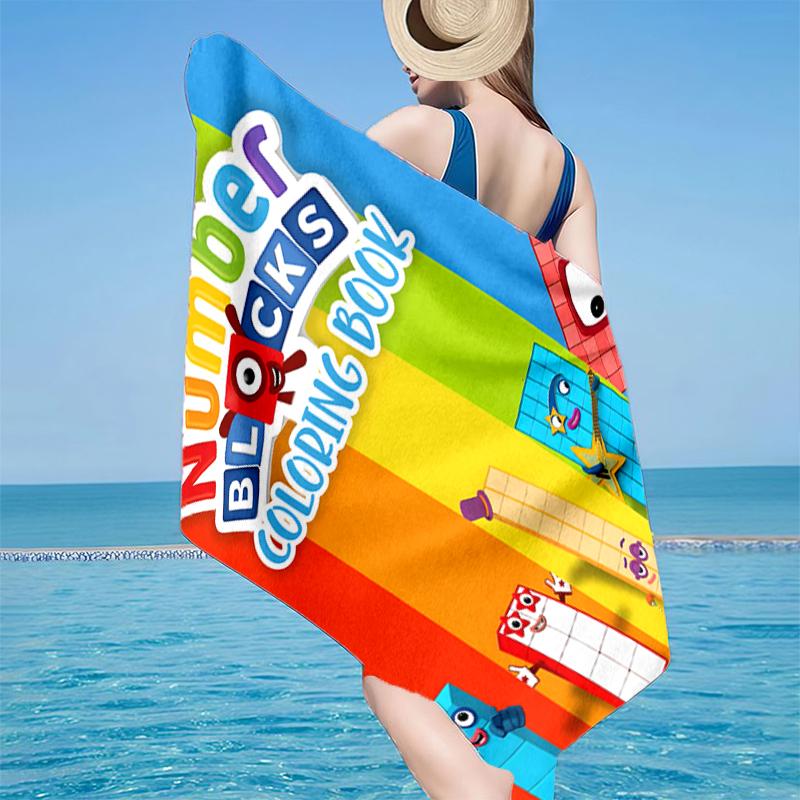 Number-Blocks Abenteuer Strandtuch, Superweiche Mikrofaser, Geschenk für Sie/Ihn, Geburtstag, für Pool, Strand, Reisen, Heimdeko Fan-Geschenke