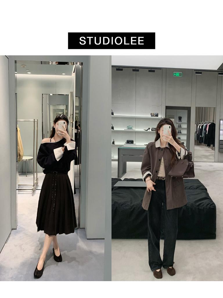 Sheepskin~ Grape Ma Same 4cm Genuine Leather Pig's Trotters High Heels Women's Pleated Ballet Light Mouth Single Shoes Thick Heel Split Toe Shoes