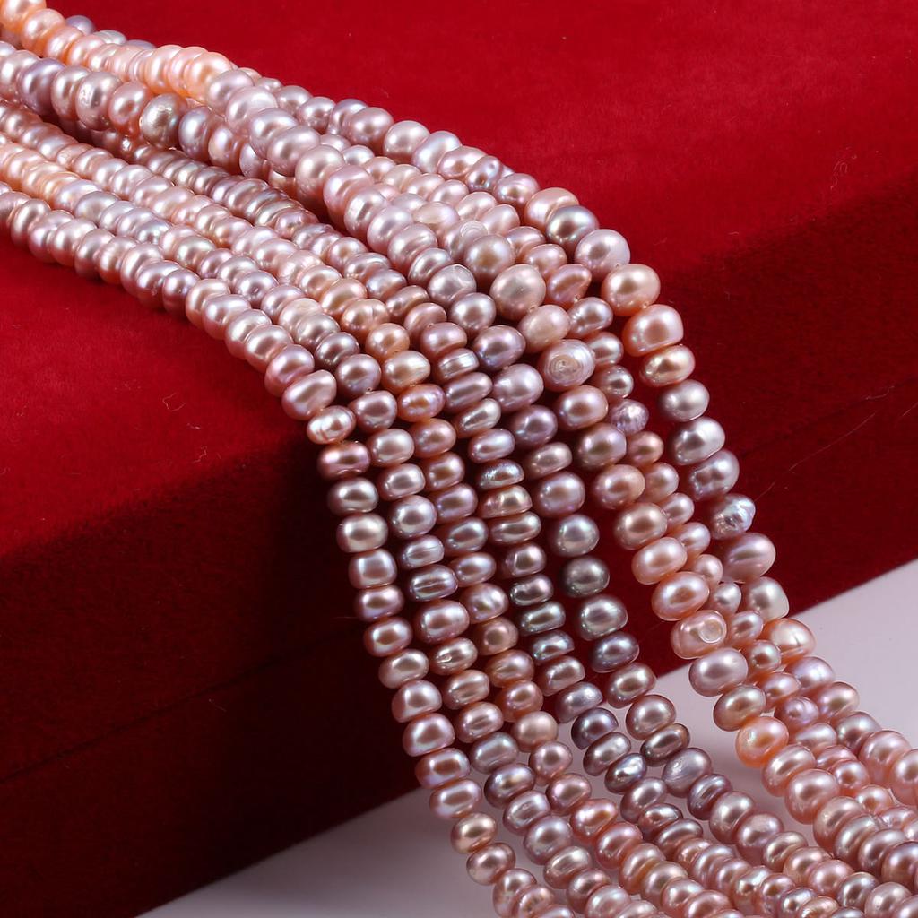 1String, Natural Freshwater Rondelle Pearl, 5-6mm White Loose Spacer Beads for Jewelry Making DIY Holiday Gift, Women's Crafts, 36cm