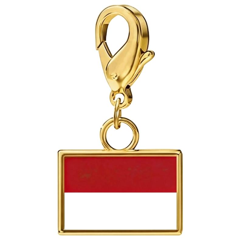 Braccialetto con Charm Bandiera in Acciaio Inossidabile con Moschettone, Gioiello Ciondolo Paese per Regalo di Viaggio Accessorio Stile