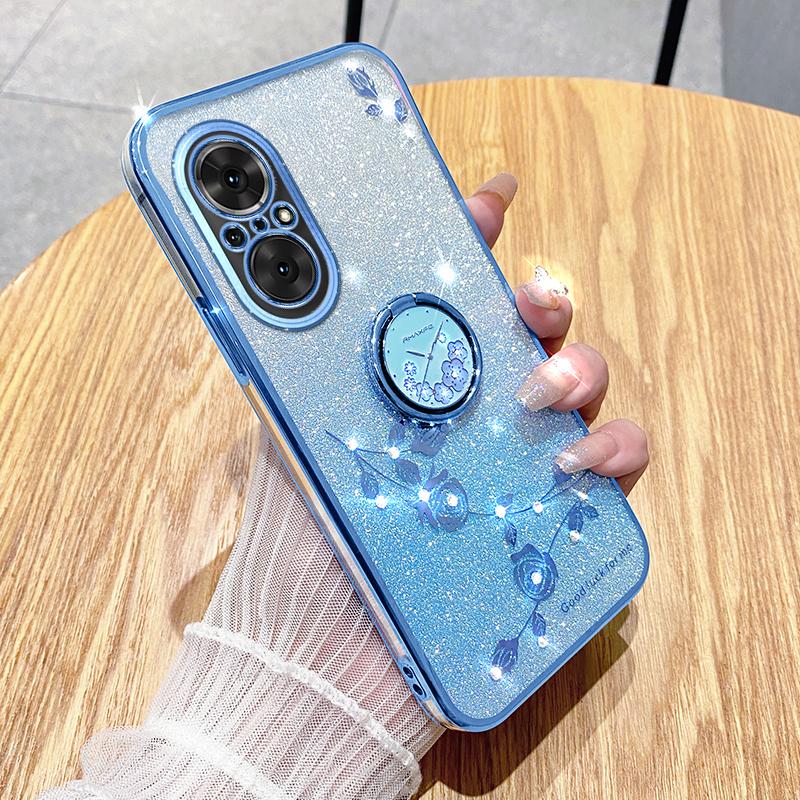 KADEM For Realme C67 4G Cell Phone Case Ring Kickstand Gradient Glitter TPU Cover