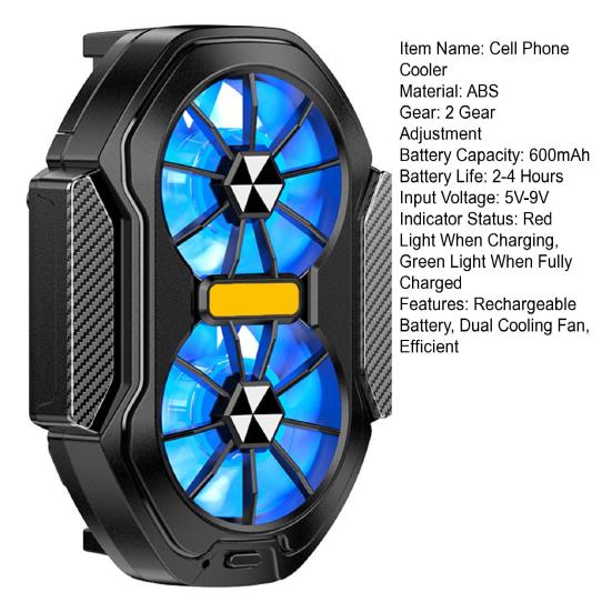Raffreddatore per Cellulare con Doppia Ventola Radiatore Dissipatore di Calore per Cellulare con Batteria Ricaricabile per Live Streaming Vlog all'Aperto Gaming