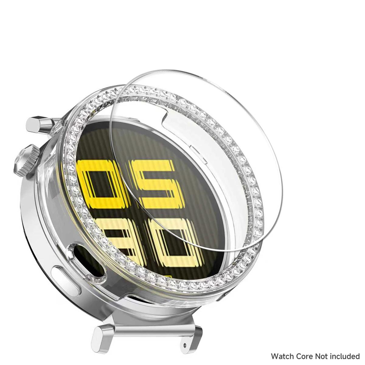 

Жіночий чохол з діамантами+загартоване скло для Huawei Watch GT6 41мм Захисна накладка на екран від подряпин для Huawei Band GT6 41мм Бампер 1 set