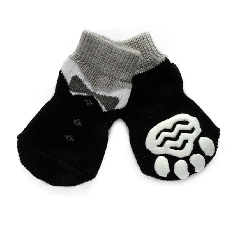 

4 шт. нескользящей обуви для собак вязаные носки для домашних животных хлопок маленькие средние пинетки для домашних животных нескользящая подошва для собак кошек щенков собачки ML XL XL белый