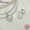 BAMOER 925 Sterlingsilber Sonne und Mond Herz Anhänger Perlen mit Nano-Opal passend für europäische Armbänder & Halskette Schmuckzubehör