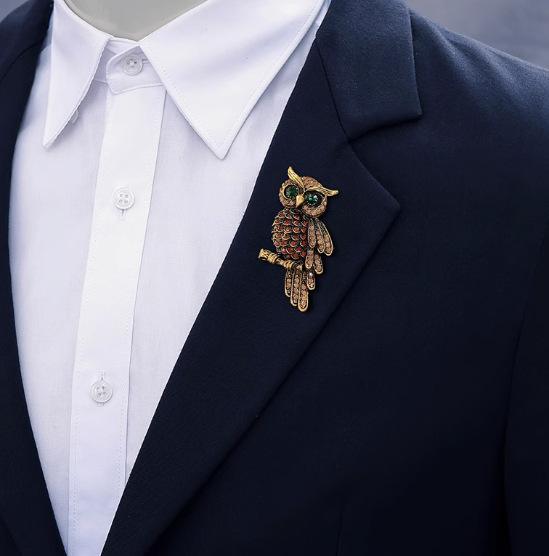 Fashion Retro Inlaid Diamond Brooch, Sweater Jacket Brooch