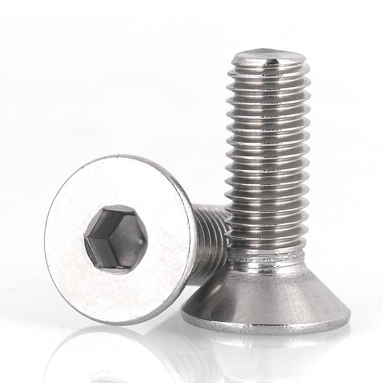 304 Stainless Steel Countersunk Hex Socket Head Cap Screws - Sizes: M5, M6, M8, M10