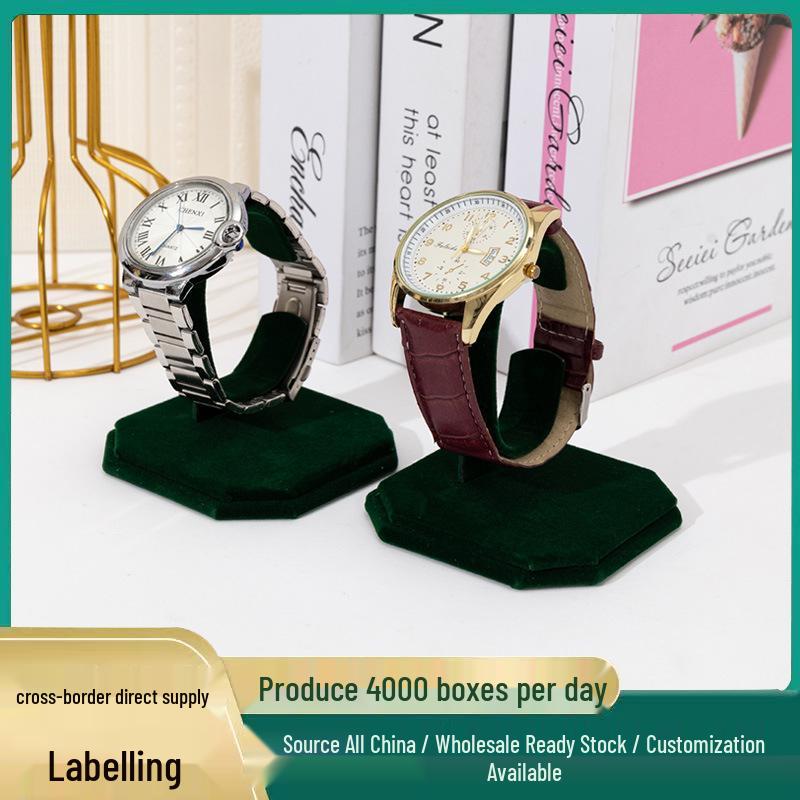 Elegant Velvet Portable Watch Display Stand Green Model