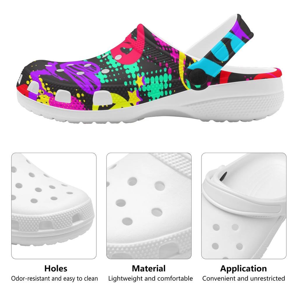 Printed Breathable EVA Clogs Unisex Lightweight Slip On Garden Shoes Beach Pool Home Bathroom Summer Sandals Lightweight Wear