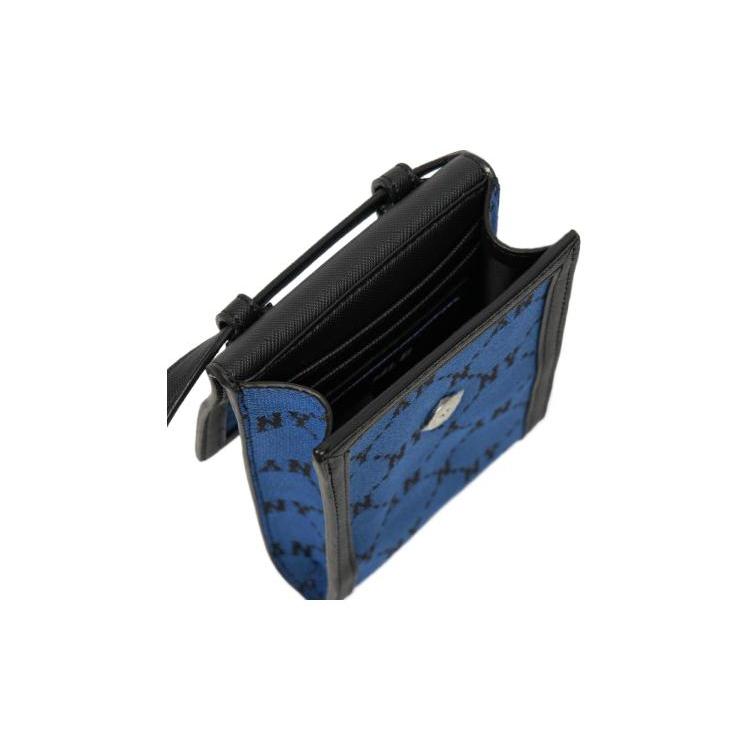 New MLB Monogram Collection Polyester One Shoulder Crossbody Cell Phone Pouch Regular Unisex Midnight Blue 3ACRH011N-50BLD
