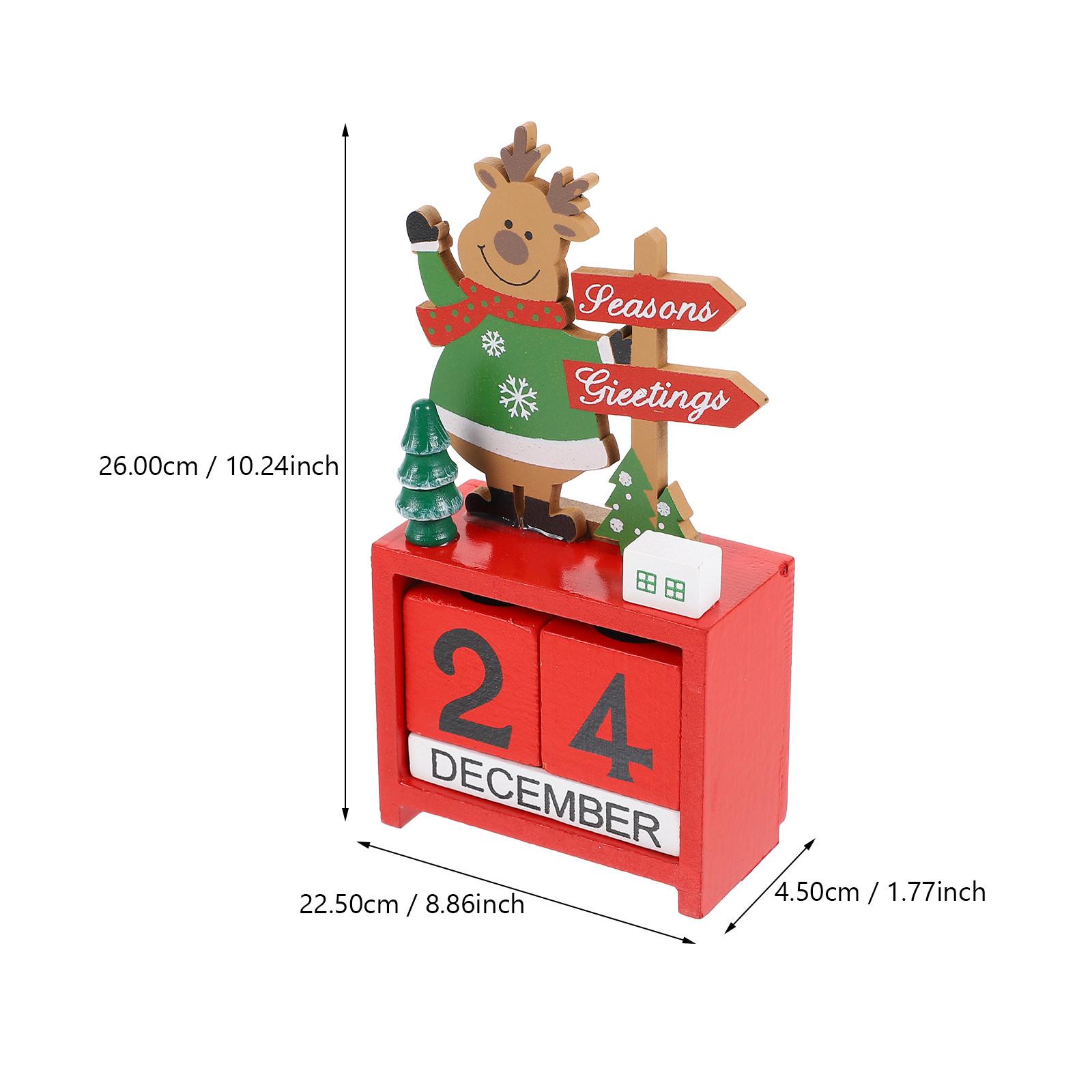 

1Pcs Wooden Christmas Deer Calendar Creative Xmas Desktop Calendar Festive Decoration for Home Office Bedroom Holiday Season other красный