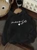 Unisex 2026 Autumn and Winter Women's Casual Nurse Heart Hoodie Fashion Pullover Love Heart and Letter Pattern Personality Y2K Tops