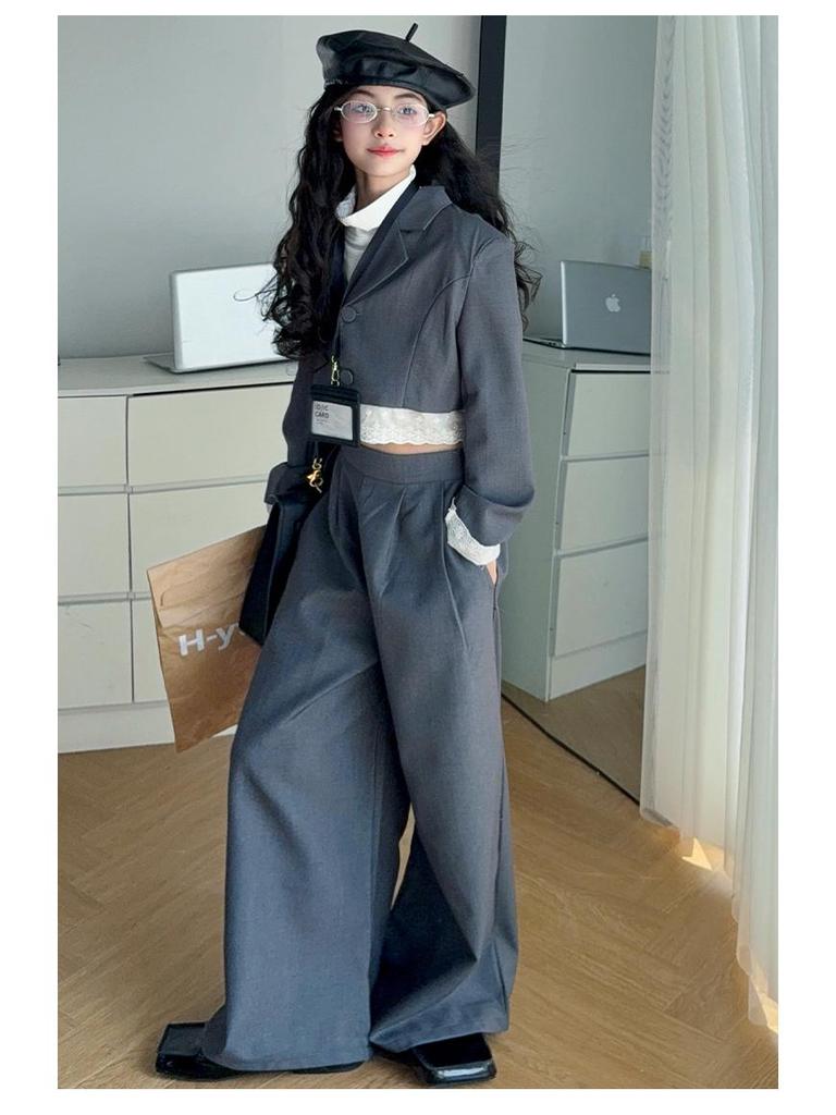 Herbst 2025 Mädchen Trendiger Lässiger Blazer Zweiteiler