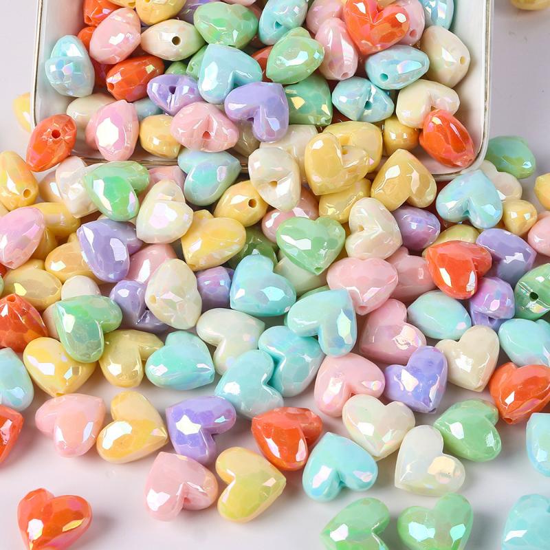 10Pcs Heart Shape Acrylic Loose Spacer Beads For Diy Jewelry Making Bracelet Necklace Keychains Accessories
