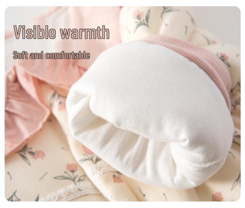 Thickened Infant & Toddler Winter Clothing Set: Cotton-Padded Newborn Pajamas & Children's Homewear for Autumn (Size 90)