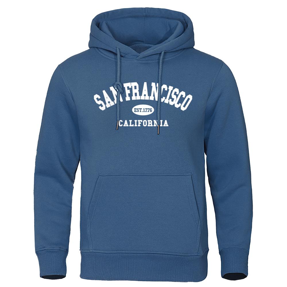 Sanfrancisco Est.1776 California Letter Printing Hoody Man Fashion Loose Sweatshirt Cotton Quality Clothing Soft Casual Hoodies