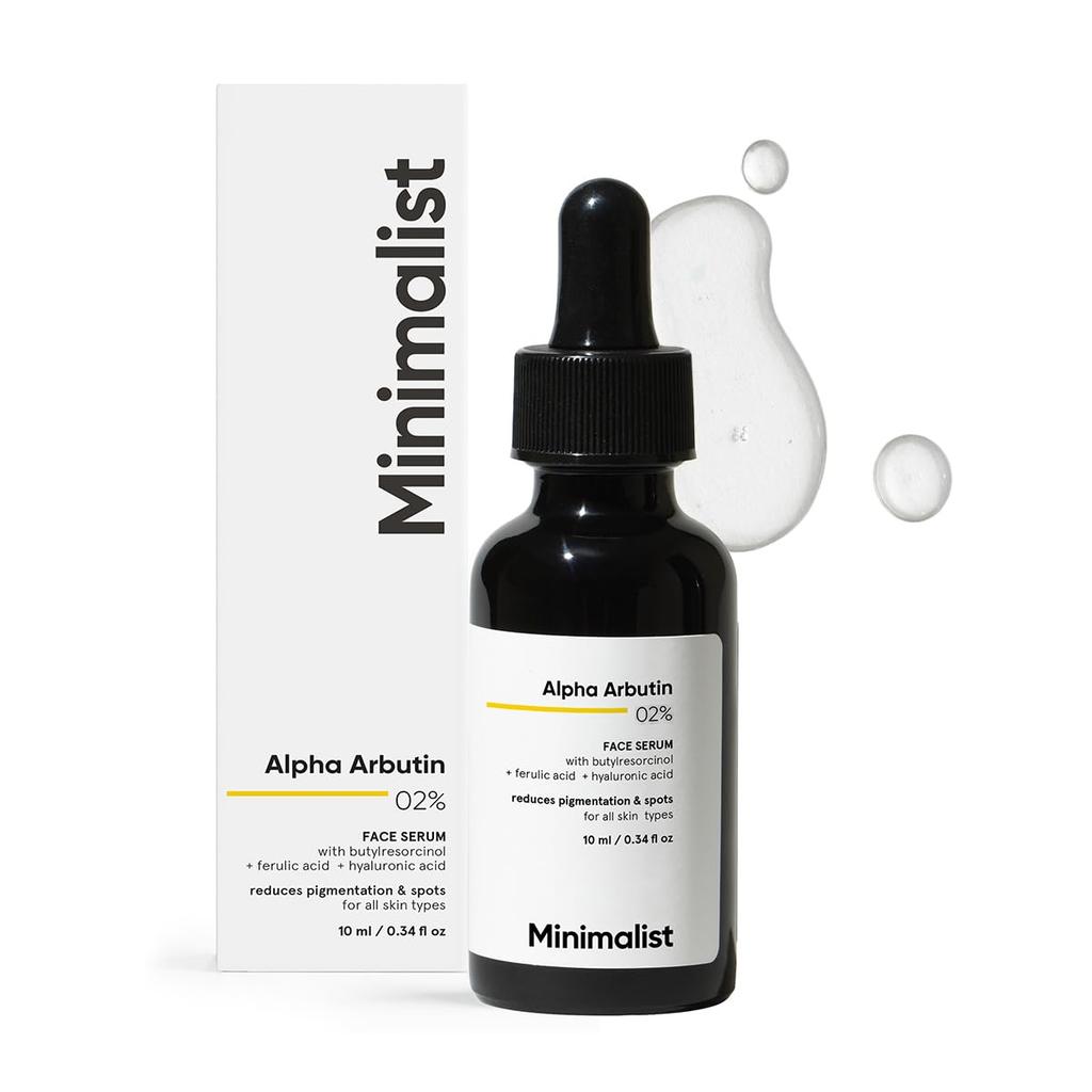 Minimalist Dark Spots Removal Face Serum With 2% Alpha Arbutin For Hyperpigmentation And Blemishes | Hyaluronic Acid | Fragrance Free 30 Ml