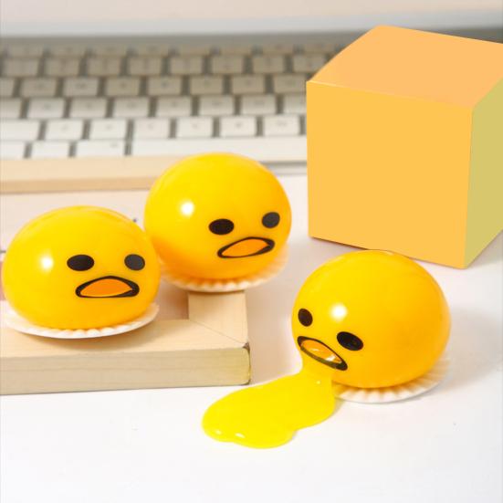 1/2/4/5/6Pcs Puking Sucking Egg Yolk Fidget Toy Anxiety Relief Vomiting Cartoon Egg Yolk Squeeze Stress Ball Sensory Prank Toy Gag Gift