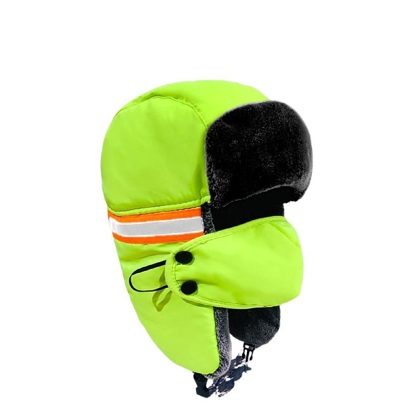 Winter Plus Velvet Cycling Reflective Hat with Windproof Ear Protection & Plush Warm Mask 57-60 cm
