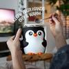 1 Set Penguin Ice Cream Pint Cup Holder with Hidden Snack Drawer Spoon Holder Reusable Ice Cream Container Holder Kitchen Gadgets