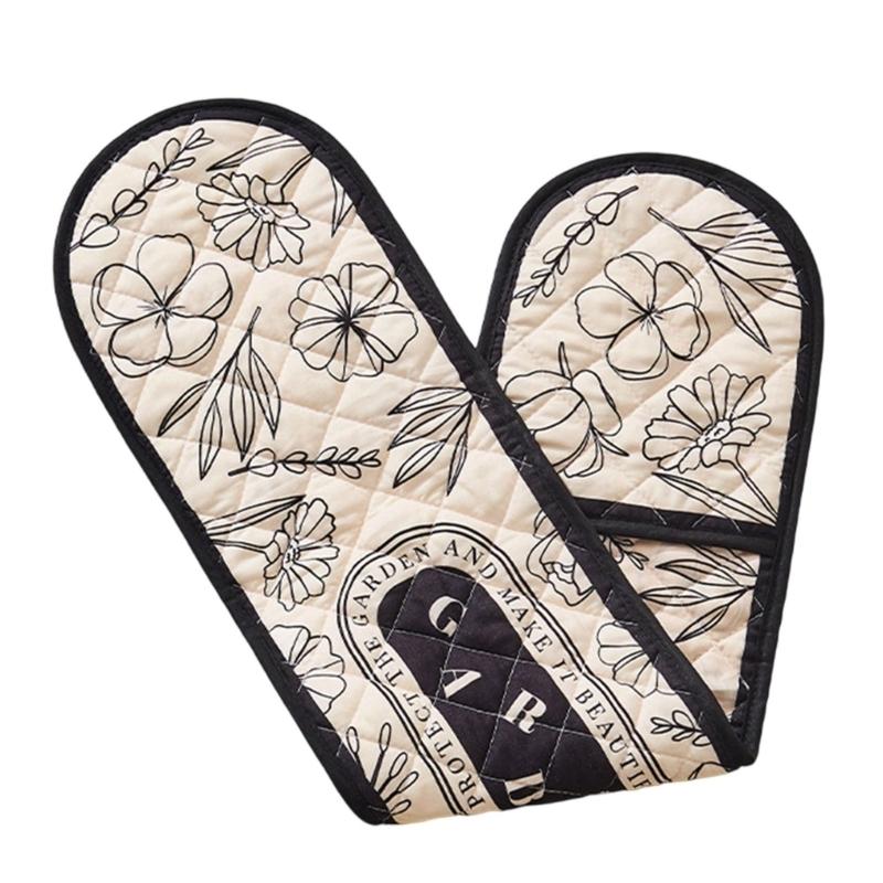 

Full Coverage Oven Mitts Heat Protective Gloves Extended Wrist Guard Anti Slip Textured Outside