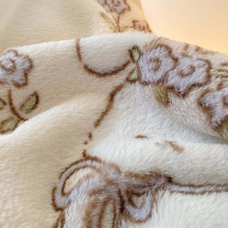 Rabbit Fleece Four-Piece Set, Thickened Milk Fleece Quilt Cover, Coral Fleece Bed Sheet Quilt Cover, Fleece Bedding