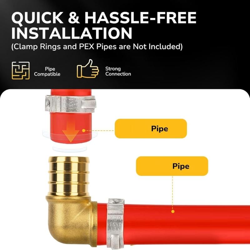 1/2inch Tubing Pipe Fittings Brass T Shaped Adapter Elbow Tees Straight Couplings Set for Hose Pipe And Tubing