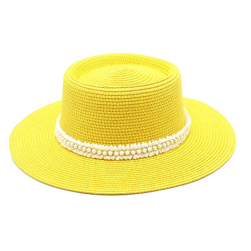 Ladies Pearl Lace Top Hat Outdoor Leisure Beach Hat Simple Personality Sun Hat