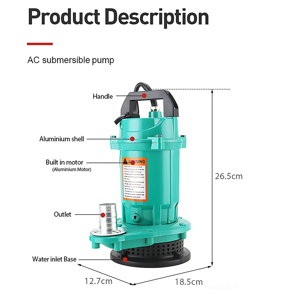 Heavy Duty AC220V 50Hz 50L/min Stainless Steel Submersible Pump Self-starting Sewage Cutting Pump Farm Manure Mud Drainage