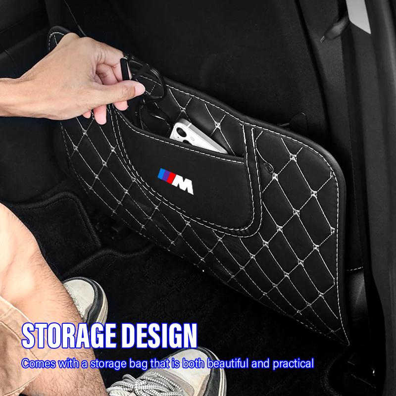 M LOGO Car Anti-Kick Mats PU Leather Auto Seat Back Protector Cover For BMW X6 X1 X2 X3 X4 X5 X7 E46 E39 E90 E36 E60 E34 E30 F30 E71 F10 F10 E34 E92