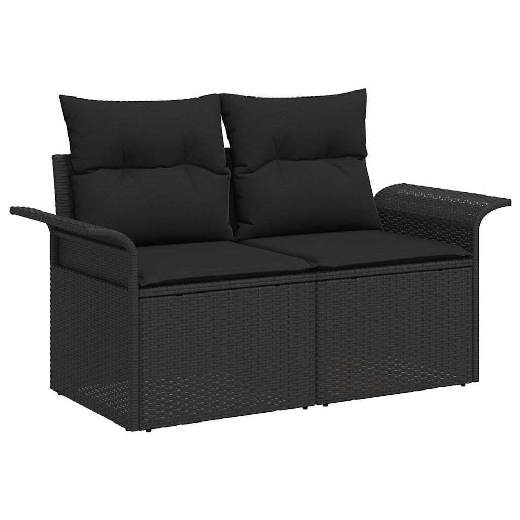 Garden Sofa Set with Cushions 8 pcs Black Poly Rattan