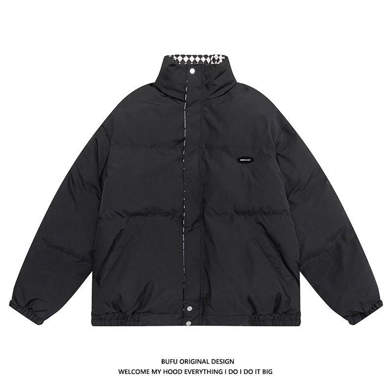 Checkerboard Cotton Coat Women's Winter Retro Style Thick Loose  Coat Design Cotton Coat Trend
