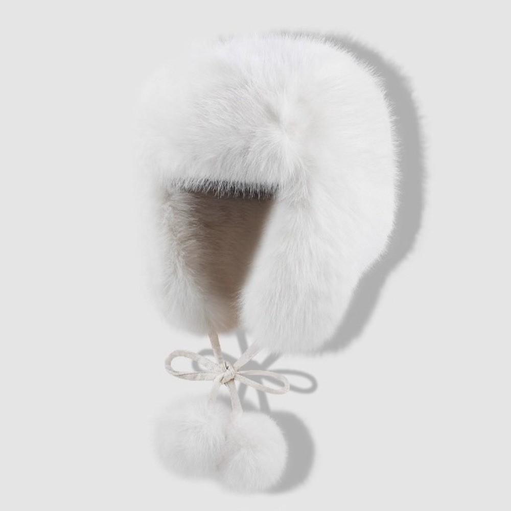 Warm Fluffy Bomber Hat Imitation Mink Fur Cold Weather Hat Fashion Winter Cycling Hat  for Women