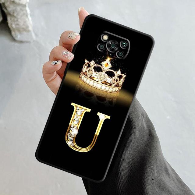 

Чехол для телефона Xiaomi Poco X3 Nfc X4pro M3 C40 для Mi 12 11 10 10t 8 Note10 Lite 11ultra 11t Pro F1 Gold Diamond Crown Letter For Mi 10T Lite 5G