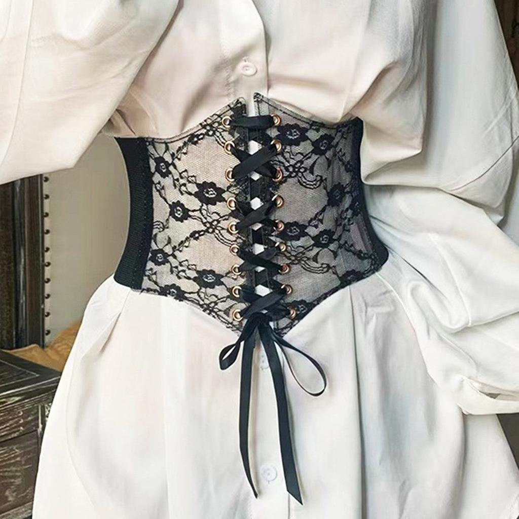 Corset Belt Waistband for Women Elastic Costume Waist Belt Sexy Lace Up Women Underbust Lace Up Tops