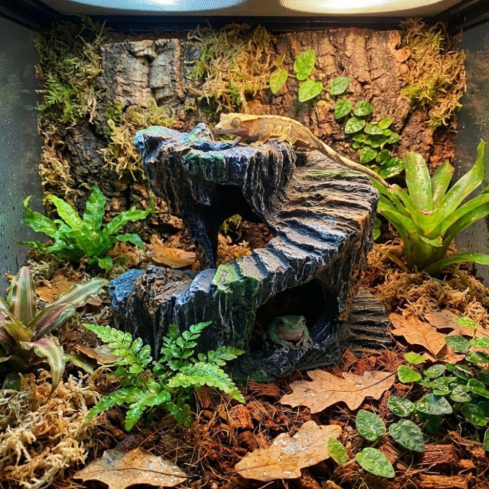 Non-Toxic Artificial Rock Cave Sturdy Reptile Hiding Cave Shelter Cave  Terrarium Decor