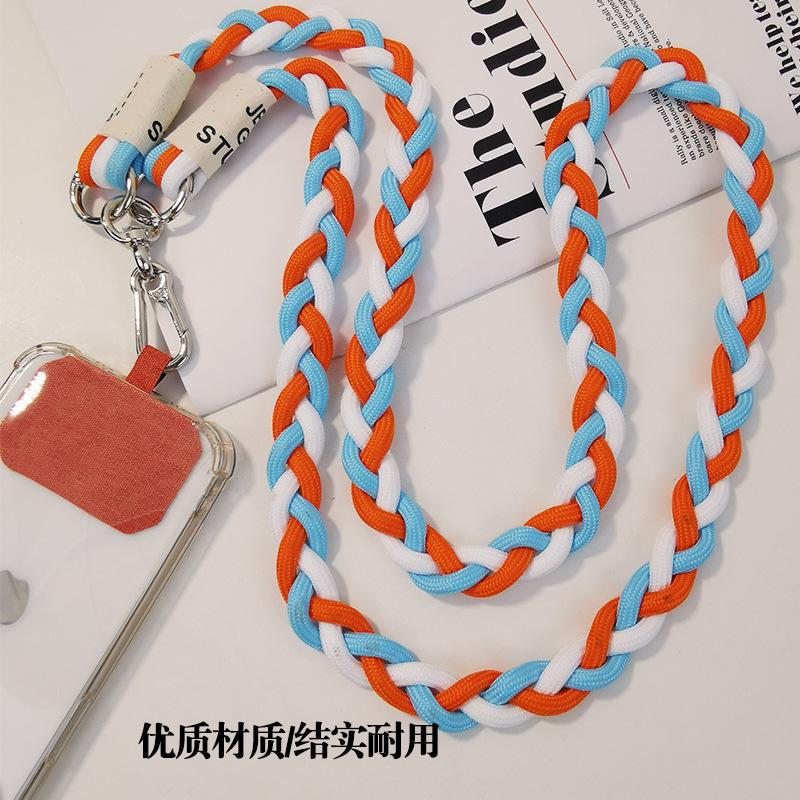 

Mobile phone lanyard crossbody model can be worn on the shoulder, pendant charm is three-color new multi-functional sports outdoor adjustable [orange white blue]