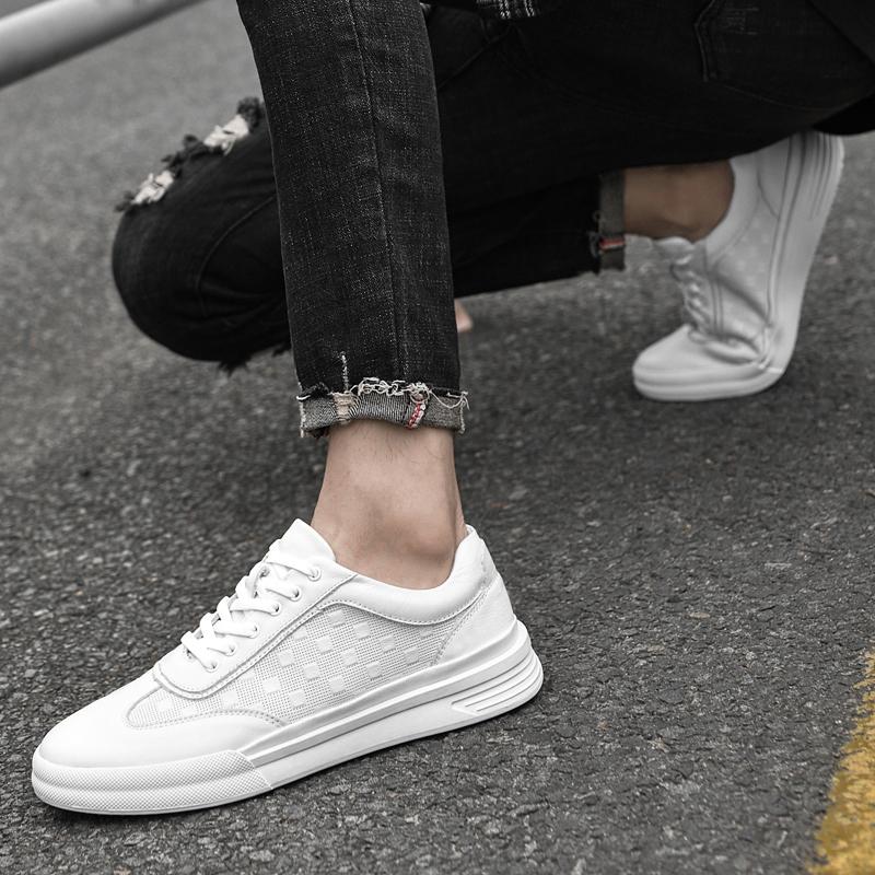 Mode Herren Echtleder Flache Freizeitschuhe 2024 Neue Leichte Sneaker Atmungsaktive Sportschuhe Schuhe Alleskönner Herren Tennisschuhe