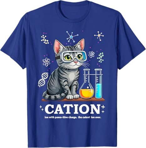 Cat Chemistry Humor Science Teacher Gift for Cat Mom Dad TShirt Funny Chemist Lover Graphic Outfit Saying Tee Short Sleeve Tops